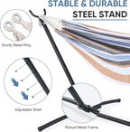 DUMOS Double Hammock with Space Saving Stand, Heavy Duty Steel Frame, Portable - Image 2