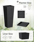 Greesum Set of 2 Tall Plastic Planters - Image 5