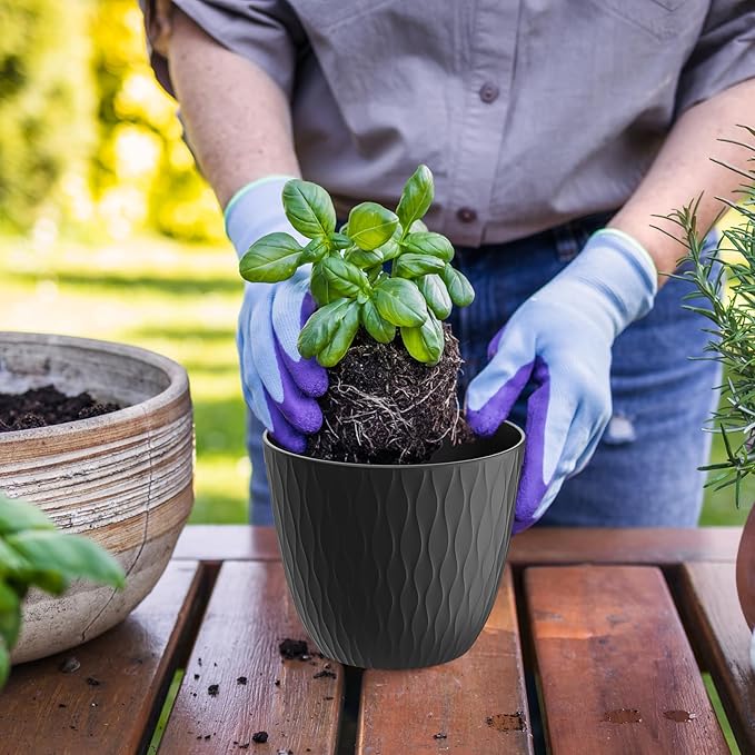6 inch Plant Pots, 5 Pack Flower Pots - Image 4
