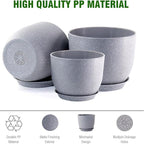 12/10/9 inch Large Plant Pots, 3 Pack Modern Decorative Plastic Planters - Image 4
