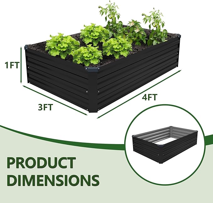 4×3×1FT Galvanized Raised Garden Bed Kit, Metal Planter Boxes, Large Raised - Image 2