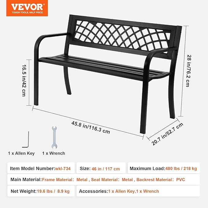 VEVOR Outdoor Bench, Patio Bench - Image 3