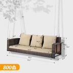 VINGLI Heavy Duty 800 LBS Wicker Hanging Porch Swing - Image 5