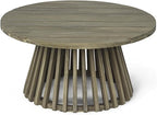 Merax Patio Outdoor Acacia Wood Round Coffee Table - Image 4