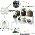 Metal Plant Stand Metal 2 Tier Potted Multiple Flower Pot Holder Plant Shelf - Image 3