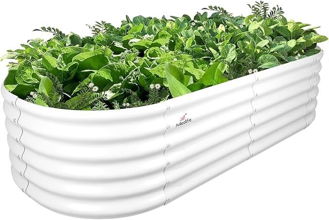A ANLEOLIFE 6X2X1.5 ft Galvanized Raised Garden Beds Outdoor, Oval Round Metal by AAnleolife