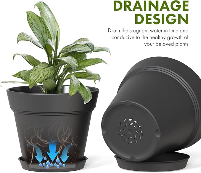 7 Inch Thick Plastic Plant Pots - Image 4