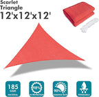 KANAGAWA Sun Shade Sail 12'x12'x12' Scarlet Triangle UV Block Canopy Awning - Image 2