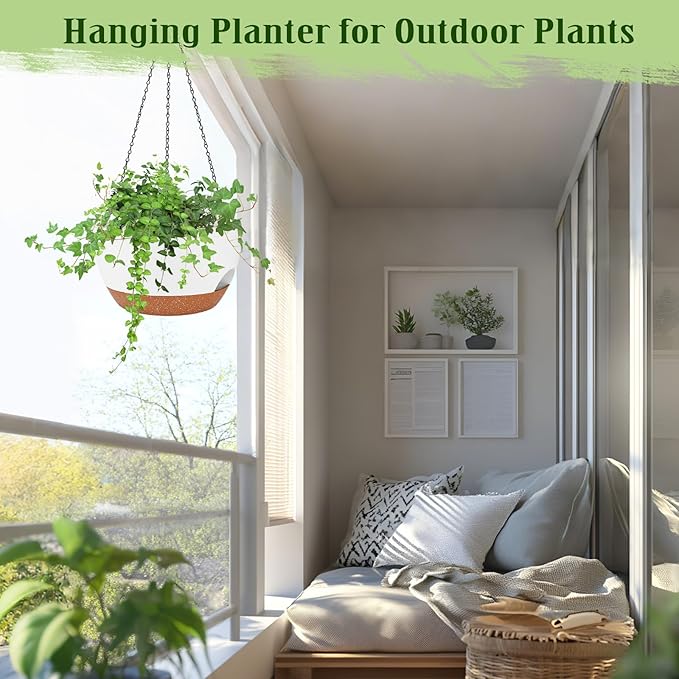 Hanging Planters for Outdoor Indoor Plants, 2 Pack 10 Inch Hanging Basket - Image 6