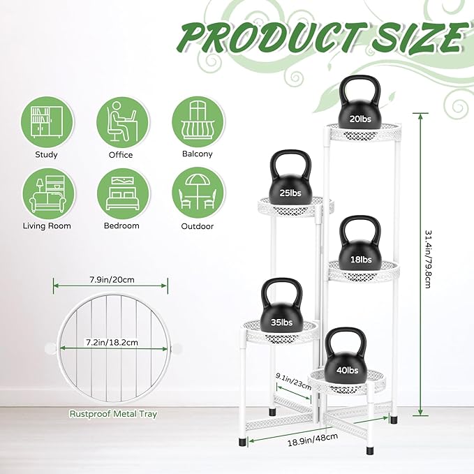 iDavosic.ly Plant Stand Indoor Outdoor, 5 Tier Corner Metal Flower Display - Image 2