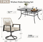 Patio Dining Set 7 Piece, 6 x Woven Rattan Swivel Chairs - Image 4