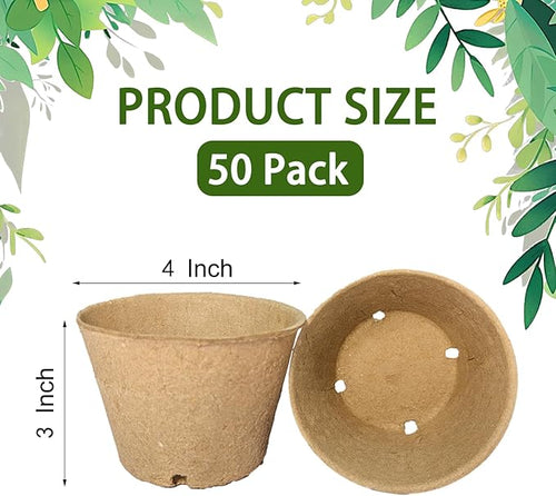 50 Pack 4 Inch Peat Pots, Biodegradable Seed Starter Pots - Image 2