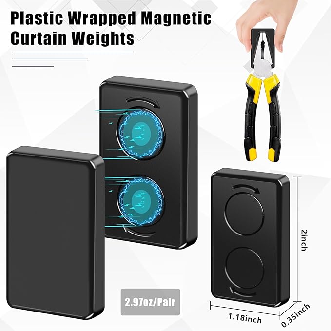 18 Pcs Outdoor Curtain Weights, Plastic Wrapped Magnetic Drapery Weights - Image 2