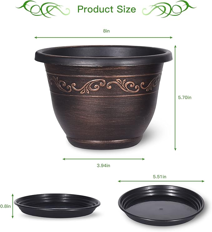 Plastic-Plant-Flower-Planters-8 Inch - Image 2