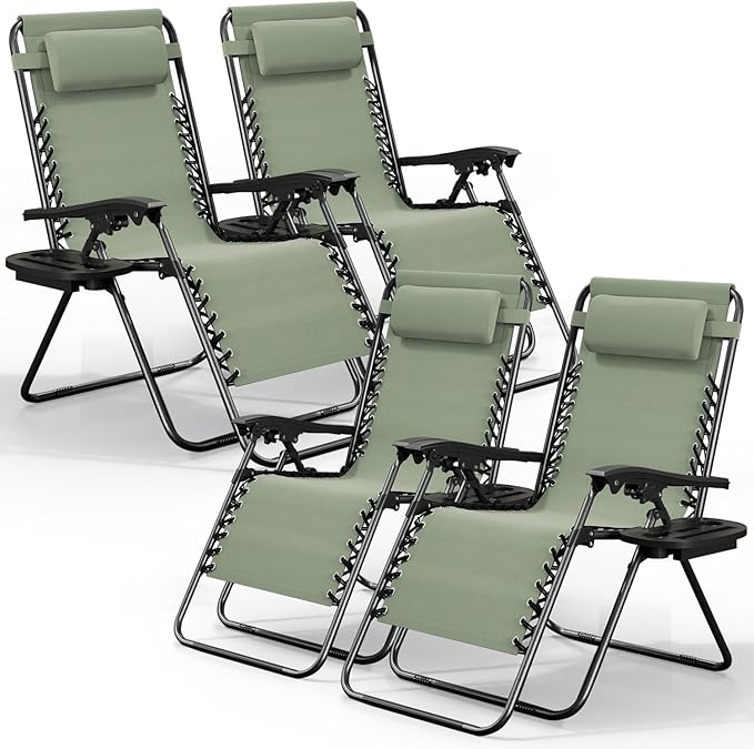 Nestl Zero Gravity Chairs Set of 4, Patio Lounge Chair Outdoor by Nestl