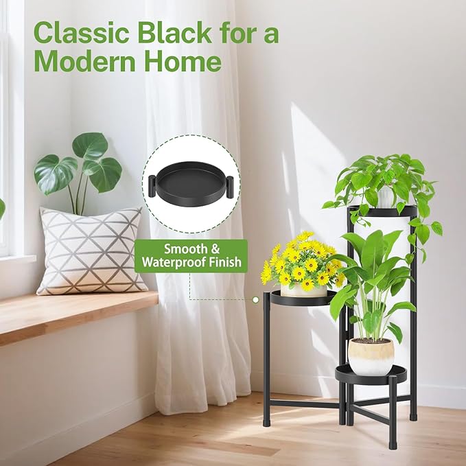 iDavosic.ly Plant Stand Indoor Outdoor, 3 Tier Corner Metal Flower Display - Image 6