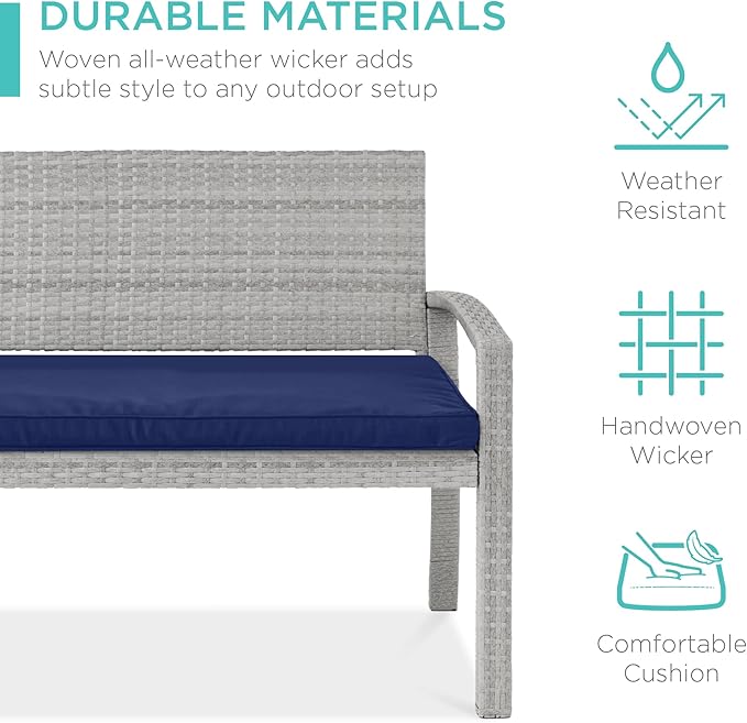 Best Choice Products Outdoor Bench 2-Person Wicker Garden Patio Benches Seating - Image 5