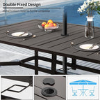Outdoor Metal Steel Rectangle Patio Dining Table, 6 Person Patio Table - Image 5