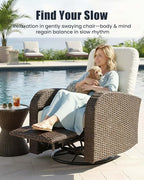 Outdoor Swivel Recliner Chair Set of 2, All-Weather Wicker Reclining Patio Chair - Image 3