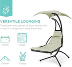 Best Choice Products Outdoor Hanging Curved Steel Chaise Lounge Chair Swing - Image 6