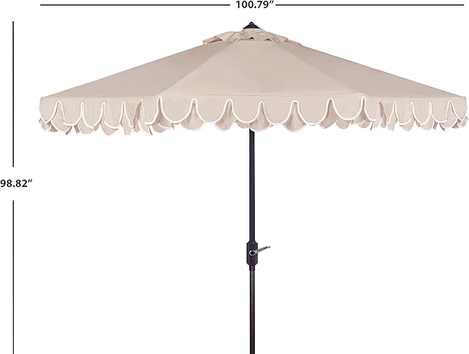 SAFAVIEH 9ft Outdoor Patio Umbrella, Auto Crank Tilt, UV Resistant - Image 3