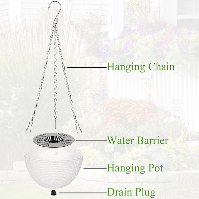 Foraineam 10 Pack Mini Hanging Planters Garden Self-Watering Flower Plant Pot - Image 4