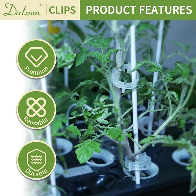 Dalzom® 300Pcs Tomato Clips, Plastic Trellis Clips Plant Support Clips - Image 6