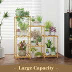 Bamworld Bamboo Plant Stand Indoor Boho Plant Shelf Tiered Plant Rack - Image 2