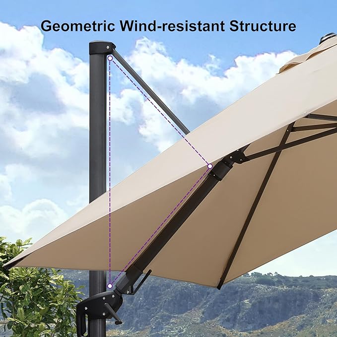 PURPLE LEAF 8.2' X 11.5' Left-right Tilting Patio Umbrella Outdoor Cantilever - Image 9