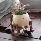 Smily Face Planter Pot Cute Resin Flower Head Planters by UMESONG