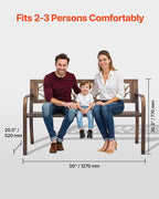 VEVOR Outdoor Bench, 50 inch, Carbon Steel Metal Frame - Image 3