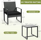 3 Piece Wicker Patio Bistro Set, Rattan Conversation Set - Image 6