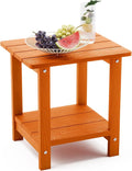LUE BONA Adirondack Outdoor Side Table, 2-Tier Orange HDPS Patio End Table by LUEBONA