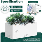 White Steel Planter Rectangular Outdoor Indoor Planter Box Galvanized Steel - Image 2