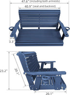 HDPE Porch Swing with 18/8 Stainless Steel Bolts, Ergonomic Design, Ultra - Image 2