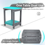 Adirondack Square Outdoor Side Table, 2-Tier Storage Patio Side Table, HDPE End - Image 5