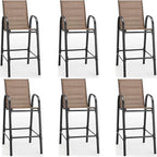 HOMREST Outdoor Bar Height Stools Set of 6, Stackable Patio Chairs by HOMREST