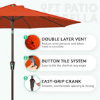 JEAREY 9FT Outdoor Patio Umbrella Outdoor Table Umbrella - Image 2