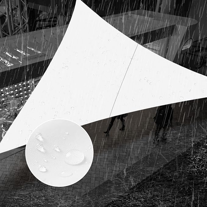 SUNNY GUARD Waterproof Sun Shade Sail 10'x15'x18' White Right Triangle UV Block by SUNNYGUARD