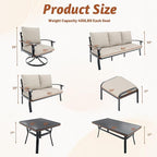 HOMREST Metal Outdoor Ottoman, 2-Piece Aluminum Footstool w/Removable Cushion - Image 3
