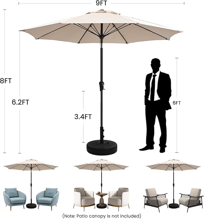 Ayge 9FT Large Outdoor Patio Umbrella Market Table Umbrella-UV Resistant - Image 8