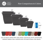 The HC Companies Eclipse Square Plastic Planter w/ Attached Saucer - Image 6
