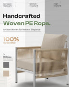 Aluminum Outdoor Patio Couch, 3 Seats HDPE Rope Patio Sofa - Image 4