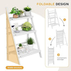 Bamboo Bookshelf 3-Tier Ladder Shelf, 39.4” Freestanding Open Bookcase Book - Image 2