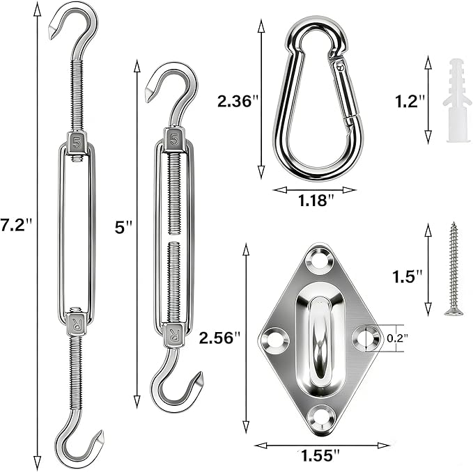 YOFIT 40 Pcs Shade Sail Hardware Kit, 5 Inch Outdoor Sun Sail Accessories - Image 2