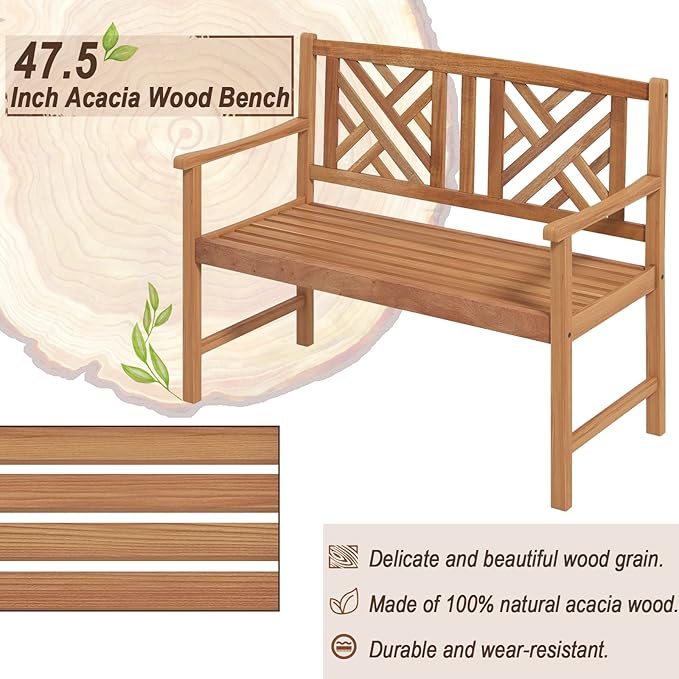 Giantex Outdoor Wooden Garden Bench - Image 5