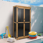 PetsCosset Outdoor Storage Cabinet, Wood & Metal Storage Shed - Image 8