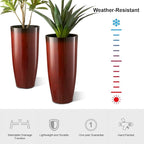 Glitzhome 30" H Oversized Tall Planter, Gradient Red Faux Ceramic Finish - Image 4