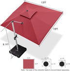 PURPLE LEAF 10' X 12' Patio Umbrella Outdoor Rectangle Umbrella Large - Image 8