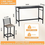 5 Piece Outdoor Patio Bar Set, 54.7" Rectangular Counter Height High Top Bar - Image 3